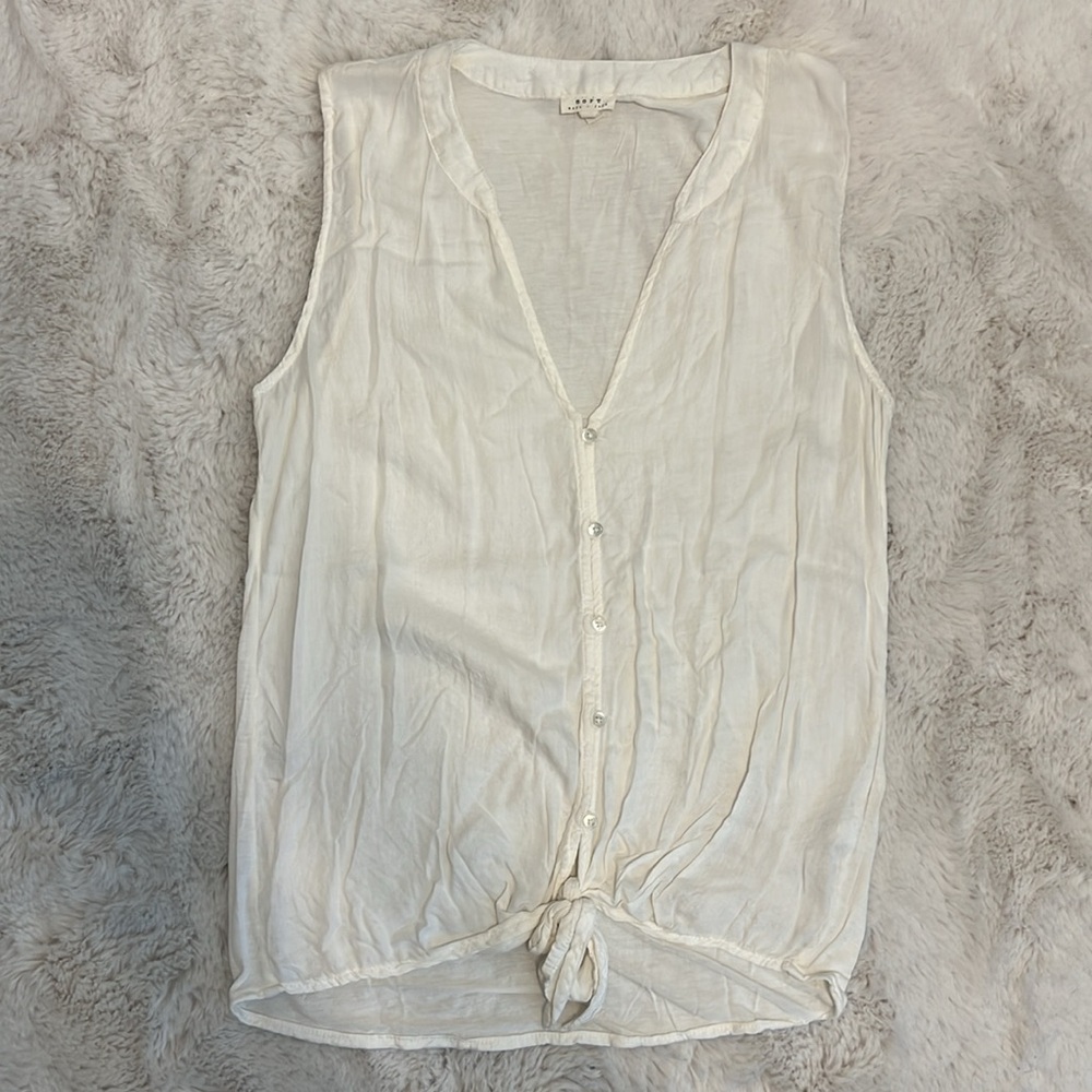 Soft Joie Cameo Button Front Tie Front Sleeveless… - image 2